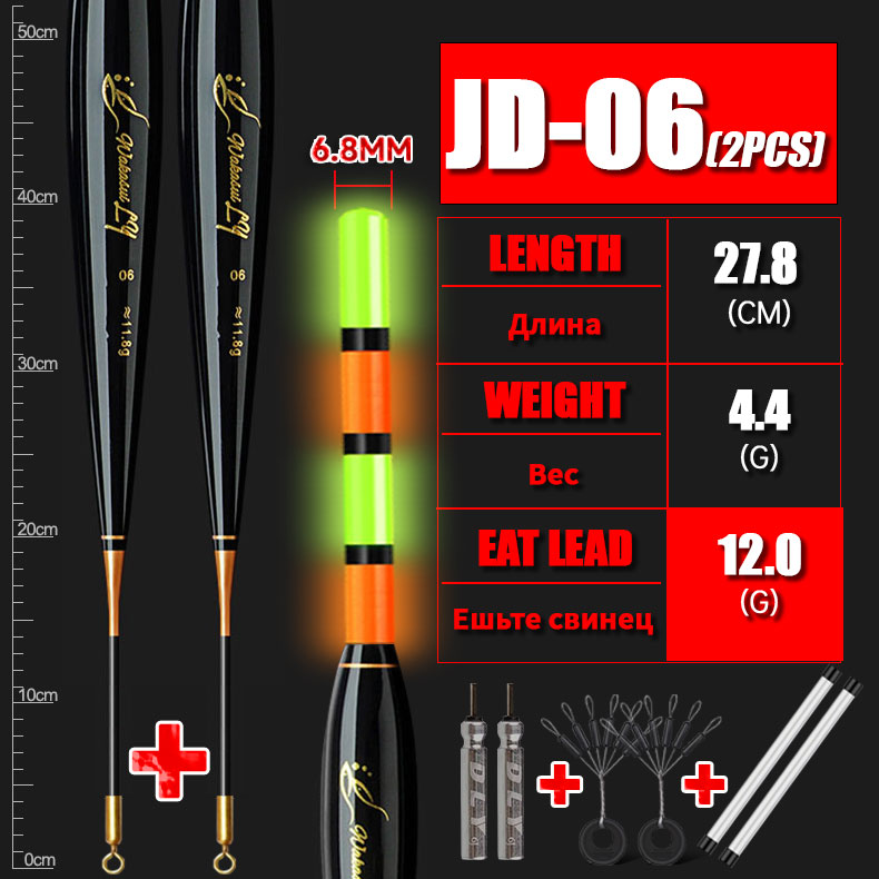 WAKASUI 2PCS/Set LED Electronic Rock Fishing Float With A Long Distance Of 6.8MM High Sensitivity Short Night Fishing Float: light yellow