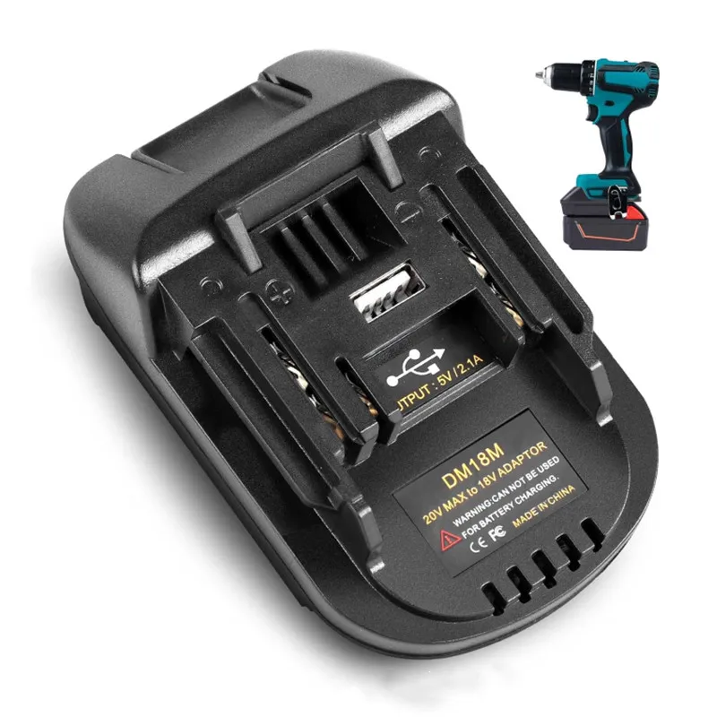 Adapteri milwaukee/dewalt/makita -työkaluille 18v bl1830 bl1840 bl1850 bl1860 dm18m sähkötyökalun lisävarustetta  dm18m akkusovitinta muunnin