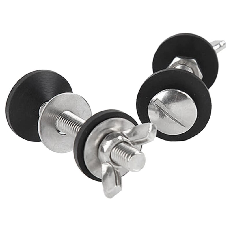 Kit de pernos de cisterna para tanque de inodoro, accesorio de fijación de acero inoxidable para cacerola de inodoro con juntas dobles, 2 paquetes