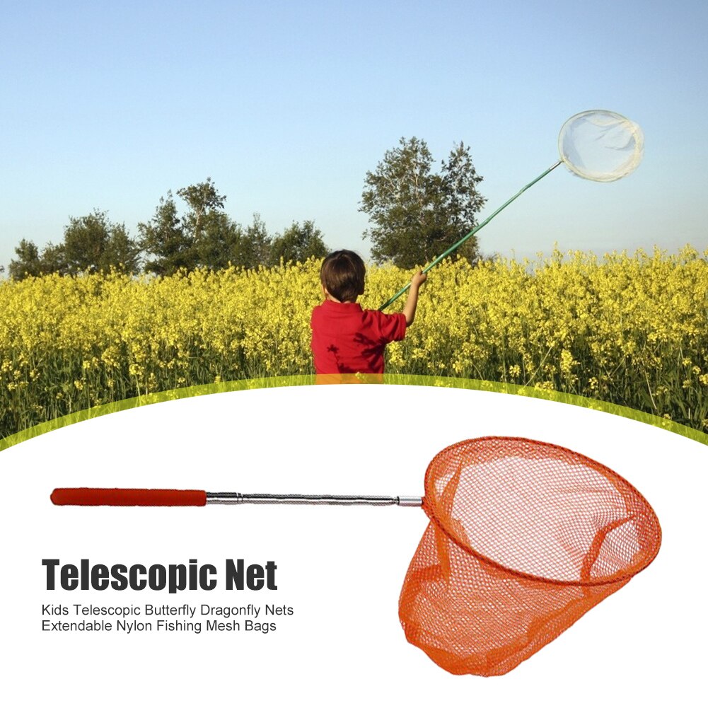 1pc Butterfly Net Kids Telescopic Extendable Colorful Anti Slip Grip Fishing Net Children Portable Interactive