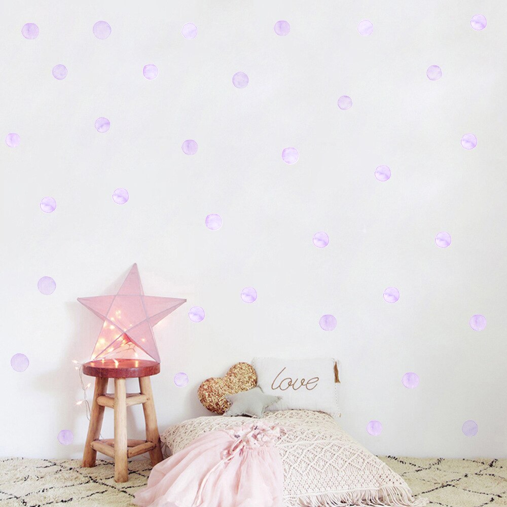 Autocollant mural à pois Liac rose gris, 36 pièces, cercles amovibles, stickers muraux pour chambre d&#39;enfants, décoration de maison de pépinière