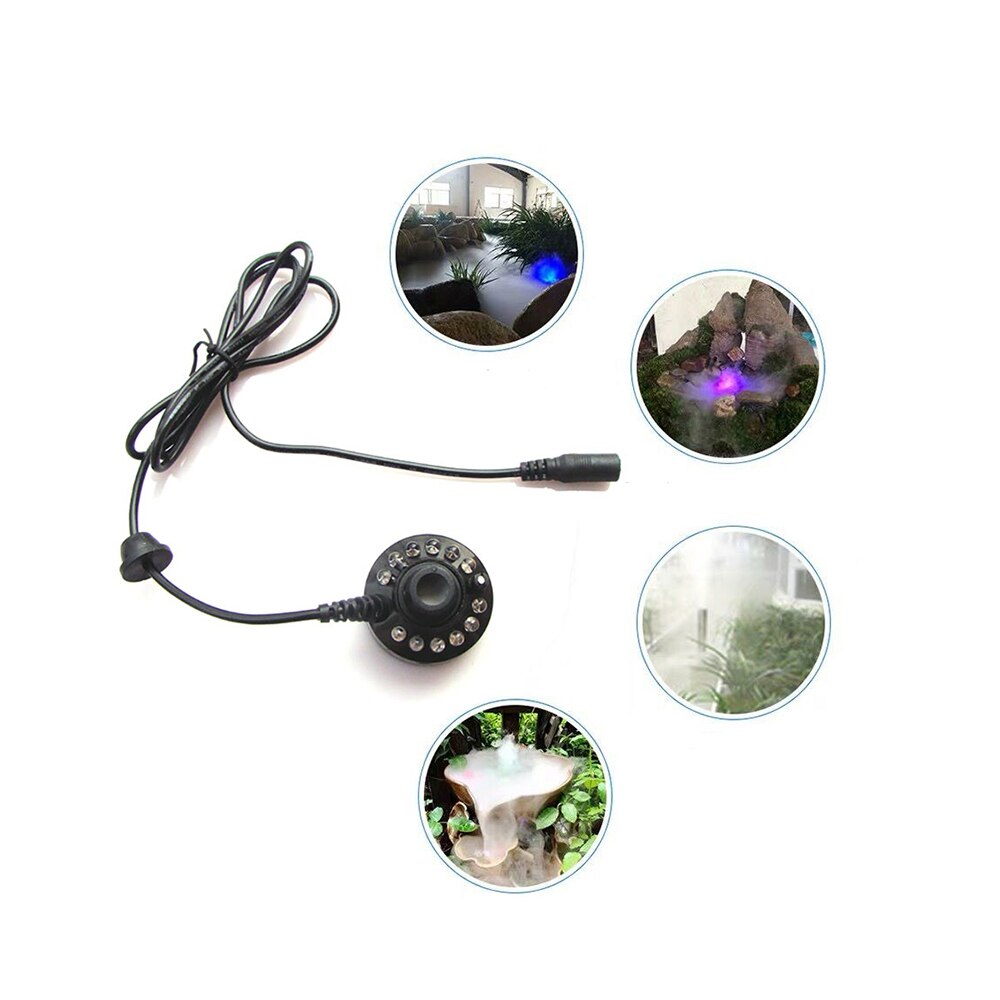 Aquarium Mist Maker 12 Led Lighting Pond Fog Maker Fog Machine Air Humidifier Landscape Decoration For Fountain Pond Aquarium