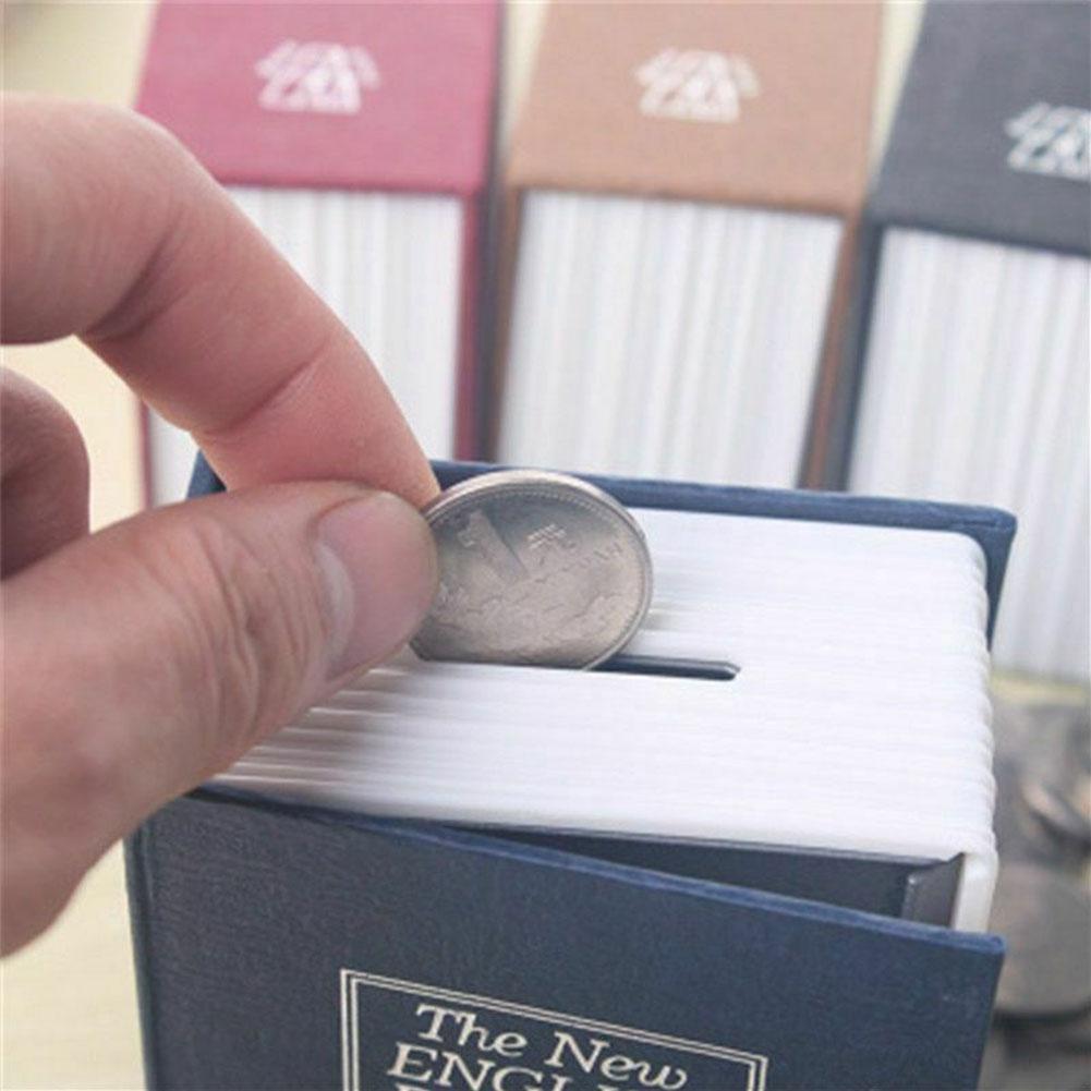 Simulation Book Piggy Bank With Password Key Box Storage 11.4x8x4.5cm Tank Black/Red/Yellow/Blue Box Box Metal Change Stora M4R5
