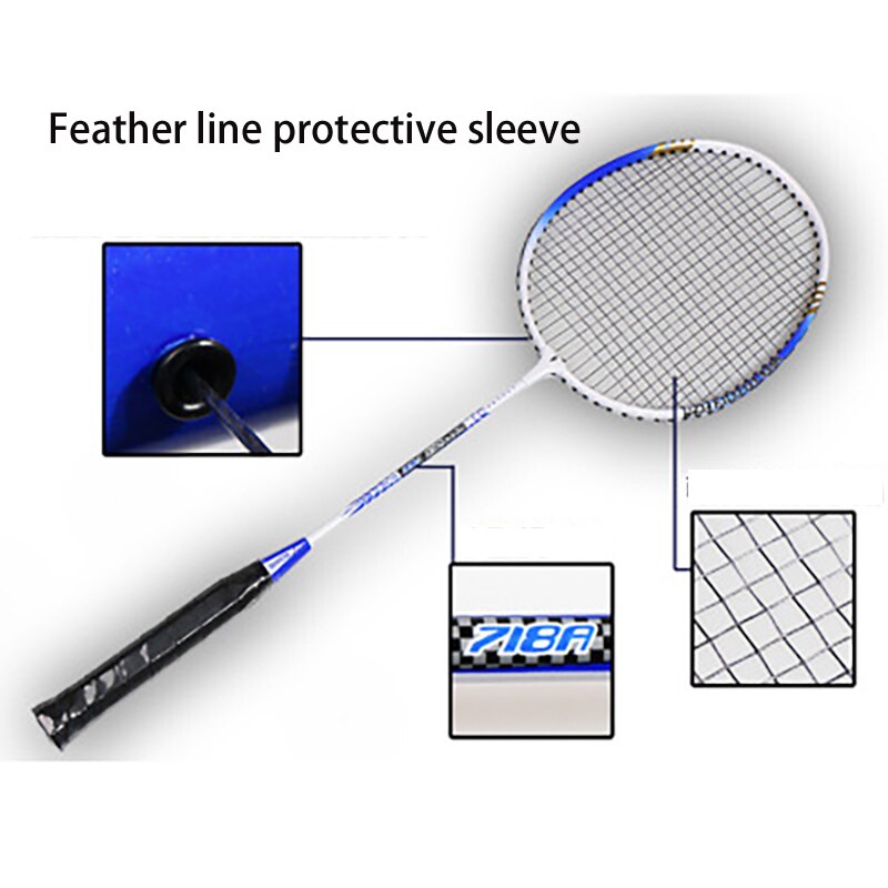 718a Aluminum Alloy Badminton Racket Baking Paint For Metal Two-Color Two-Piece Training Badminton Racket Set