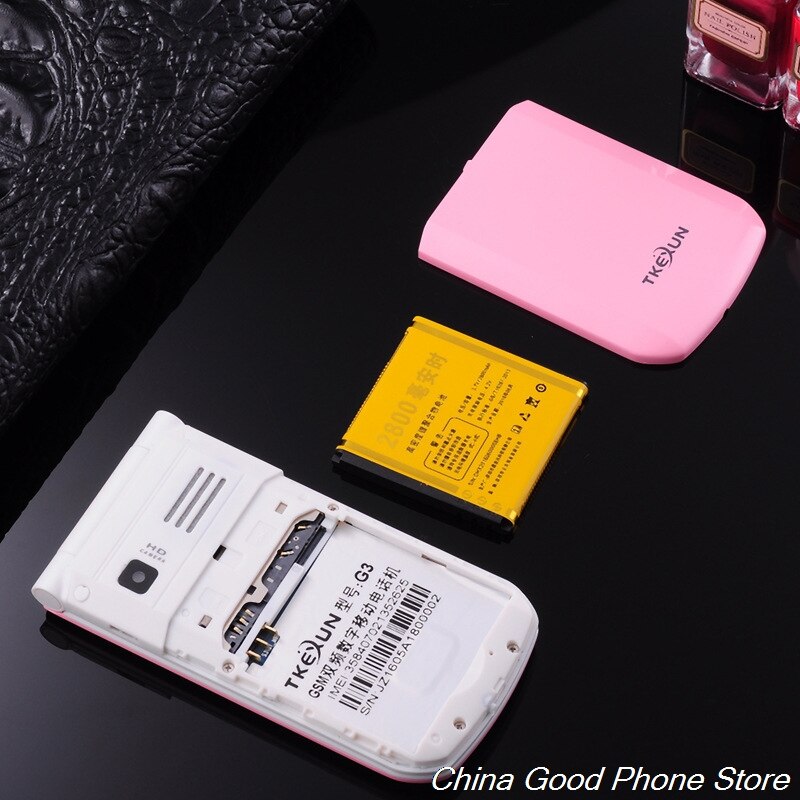 Flip 2.4inch Touch Screen Mobile Phone 2800mAh Big Keyboard Dual Sim FM MP3 MP4 Bluetooth Cute Cellphone TKEXUN G3