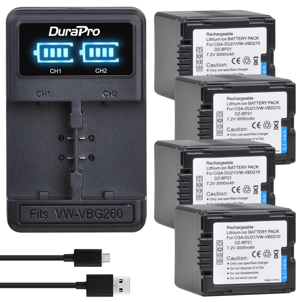 4 Pc CGA-DU21 Cga DU14 VW-VBD210 Batterij Lader Set Voor Panasonic NV-GS330 GS400 GS408 GS500 GS508 MX500 PV-GS90 GS120 GS150: 4 Battery Set