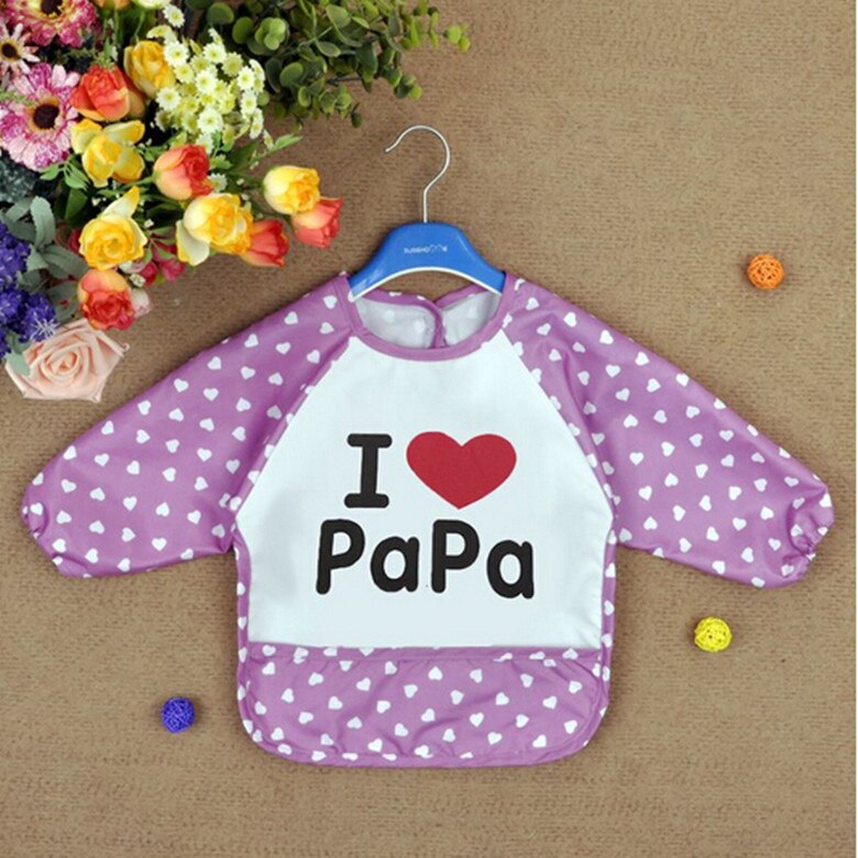 L2Lovely Boys Girls Baby Letter Print Infant Long Sleeve Anti Wear Waterproof Feeding Shirts: 05