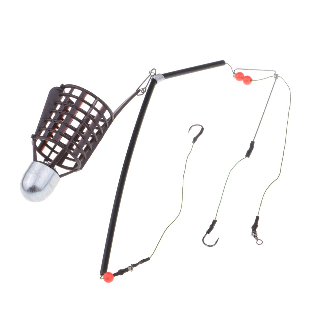 Carp Fishing Feeder Bait Cage with 2 Line Hooks Hair Rigs Set, 20g, 30g, 40g