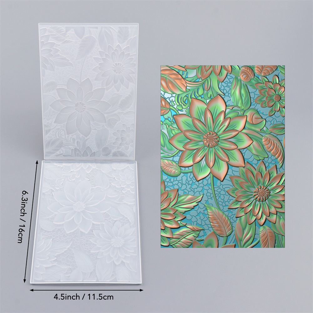 Plantillas de patrones de fondo de carpeta en relieve 3D de tulipanes y flores para hacer tarjetas de álbum de recortes DIY: Amarillo claro