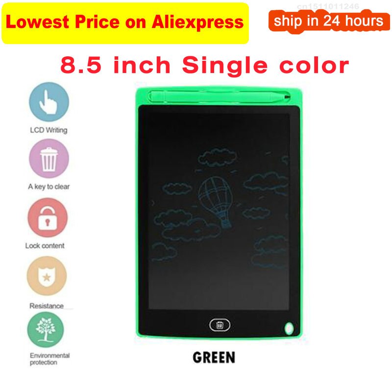 8.5Inch Electronic Drawing Board LCD Screen Writing Tablet Digital Graphic Drawing Tablets Electronic Handwriting Pad Board+Pen: Single color green