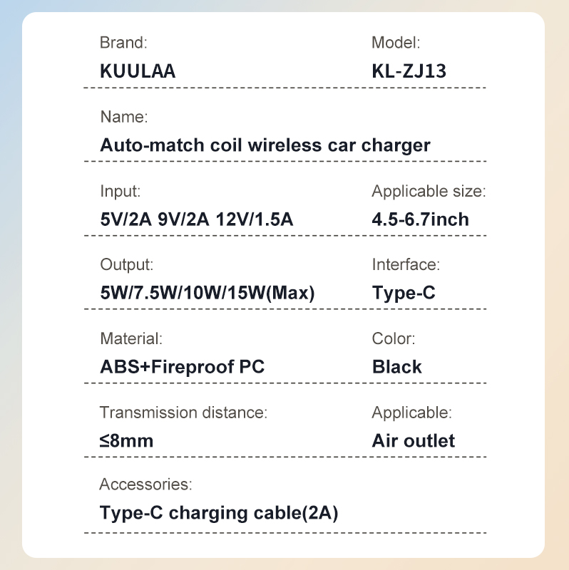 KUULAA 15W Draadloze Autolader Houder - Infrarood Sensor Automatische Klem Air Vent Telefoonhouder