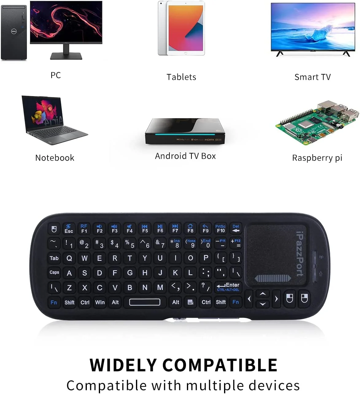 iPazzPort 2.4G mini bezprzewodowa klawiatura z touchpadem i myszą, przenośny przenośny robić tabletu/laptopa/notebooka/android TV skrzynka/PC