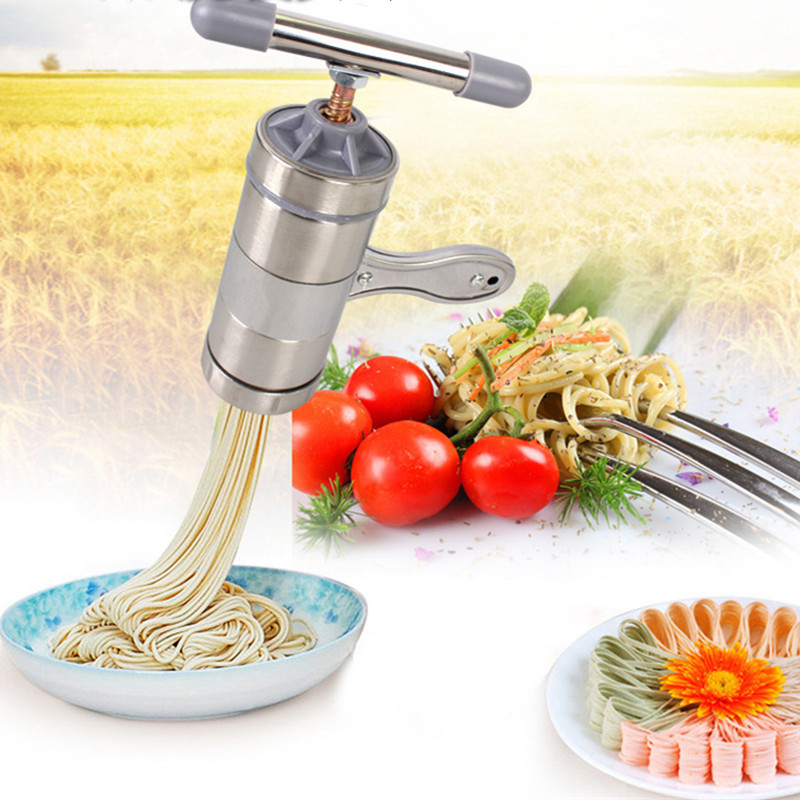 Stainless Steel Noodle Maker With 5 Models Manual Noodles Press Pasta Machine Kitchen Tools Vegetable Fruit Juicer