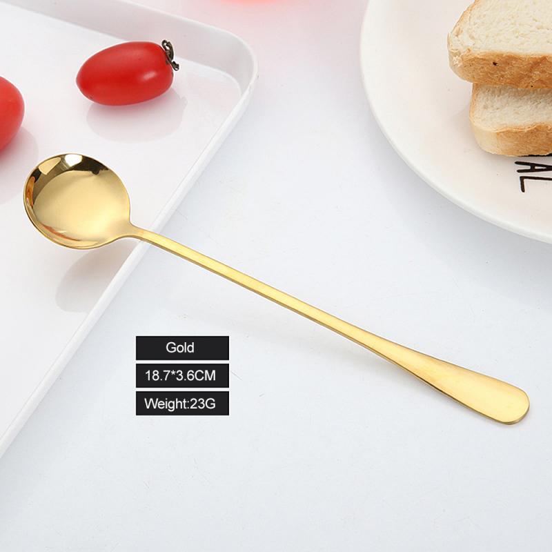 De acero inoxidable cuchara de café de mango largo cucharas de té cocina bebiendo cubiertos de cocina Bar comedor herramientas de la gota: 02