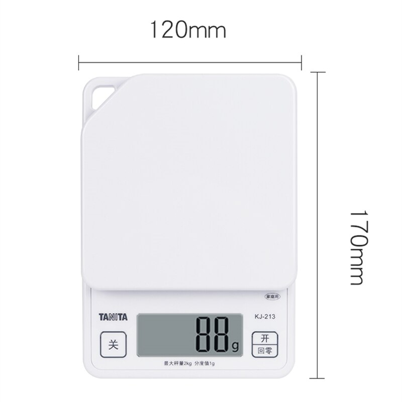 Japan tanita köksvåg kj -213 gram mini 1g 2kg bageri kostmatlagning hög precision exakt stor lcd hängbar vit rosa: Vit