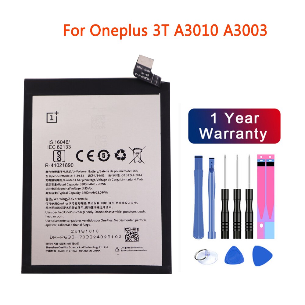 Originele Batterij Voor Oneplus 1 2 3T 5 5T 6 6T 7 7 Pro 7T 7T Pro 8 8 Pro BLP633 BLP637 BLP685 BLP699 BLP743 BLP745 Telefoon Batterij: BLP633 OnePlus 3T