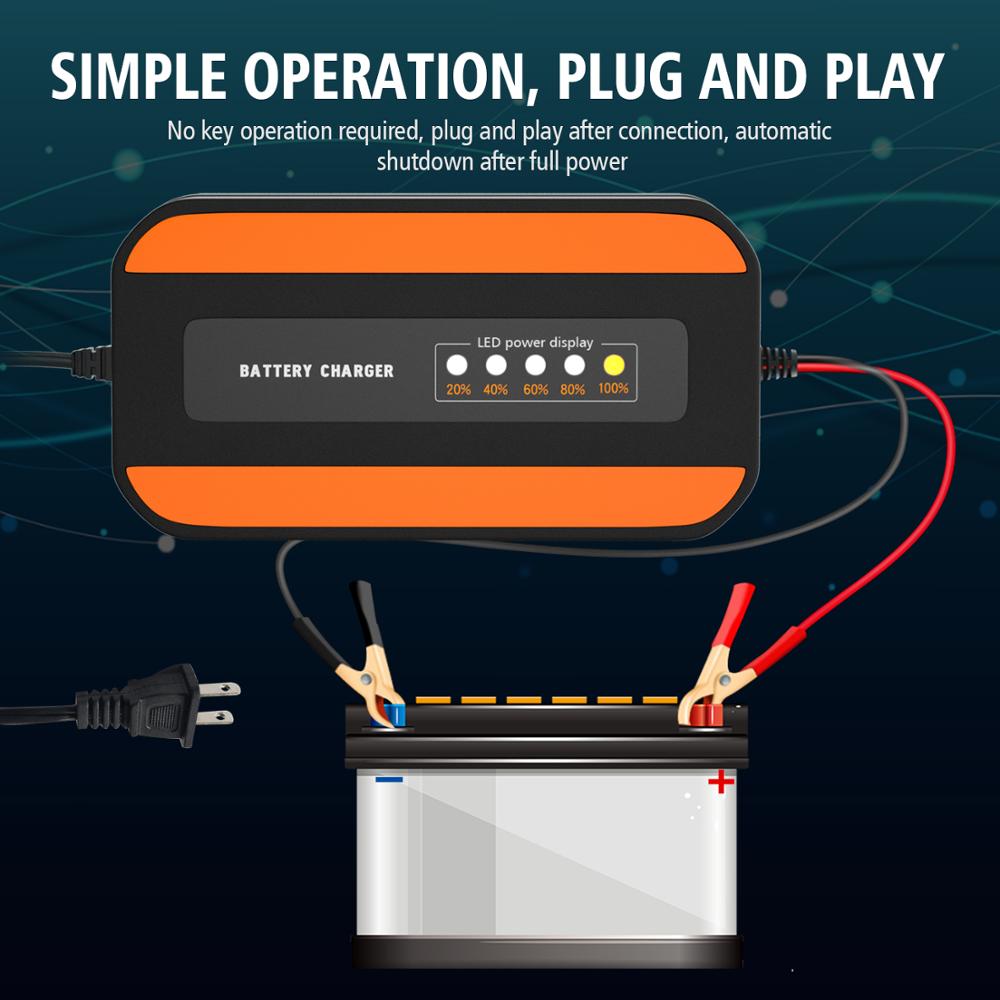 12V Fully-Automatic Smart Charger Digital Pulse Repair Lead-acid Battery Charger Motorcycle Car Battery Charger