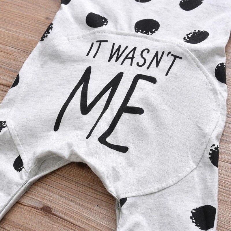 Baby Boys Girls Romper Infant Clothes Long Sleeve Letter IT WASN'T ME Jumpsuit Autumn Baby Clothing Toddler Outfits