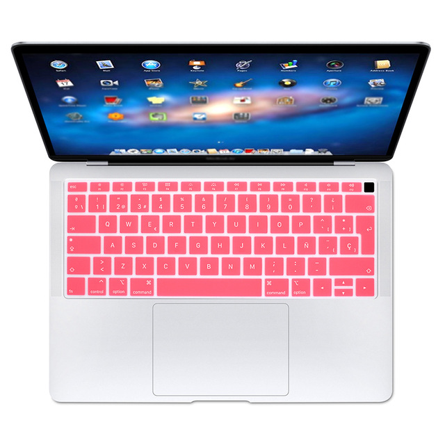 Spanish EU Teclado Keyboard Protector Cover Protective Skin For Apple MacBook Air 13 13.3 Inch A1932 Touch Fingerprint: Pink