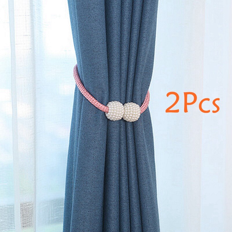 Pinces à rideaux magnétiques 2 pièces, pinces à rideaux, support de rideau, pompon, Clips magnétiques pour embrasses, attaches arrière, accessoires de décoration pour la maison: 2 Pcs Pink