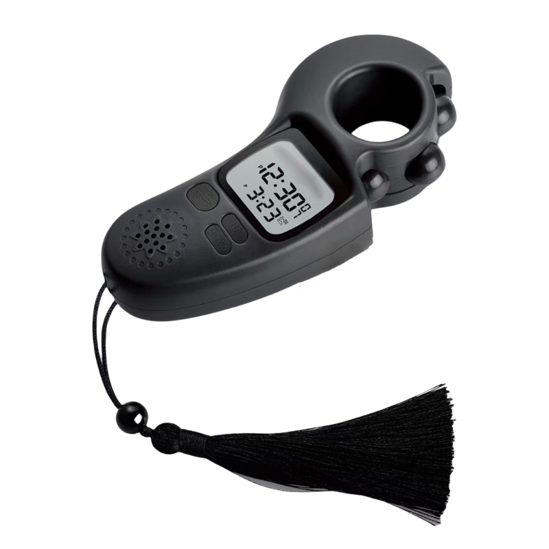 Elektronisk digital fingerräknare böneavslappningsverktyg dekompressionsenhet för islamiska troende: Svart