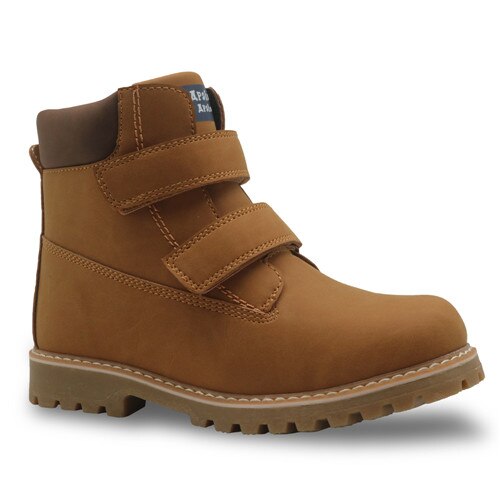 Apakowa Little Boys Winter Classic Hook and Loop Ankle Boots Kids Woolen Lining Warm Snow Boots for Boys Martin Boots with Zip: brown / 1.5