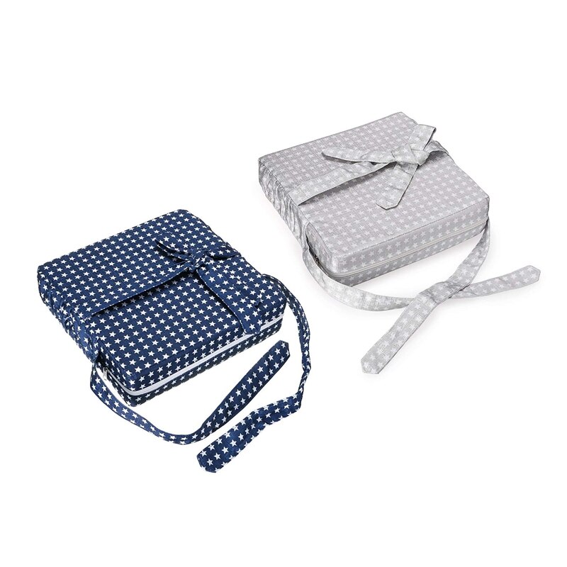 2Pcs Chair Increasing Cushion Dismountable Highchair Booster Cushion Washable Thick Chair Seat Pads - Blue & Grey