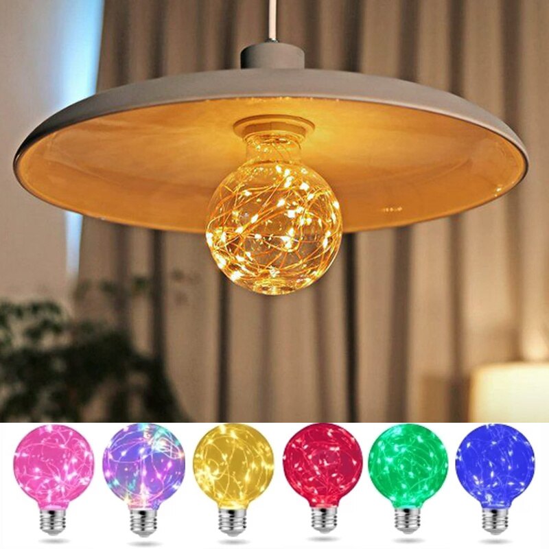E27 220V LED Copper Wire Bulb LED Plastic Copper Wire Bulb RGB Fairy Lights Wedding Party Home Decoration Night Light