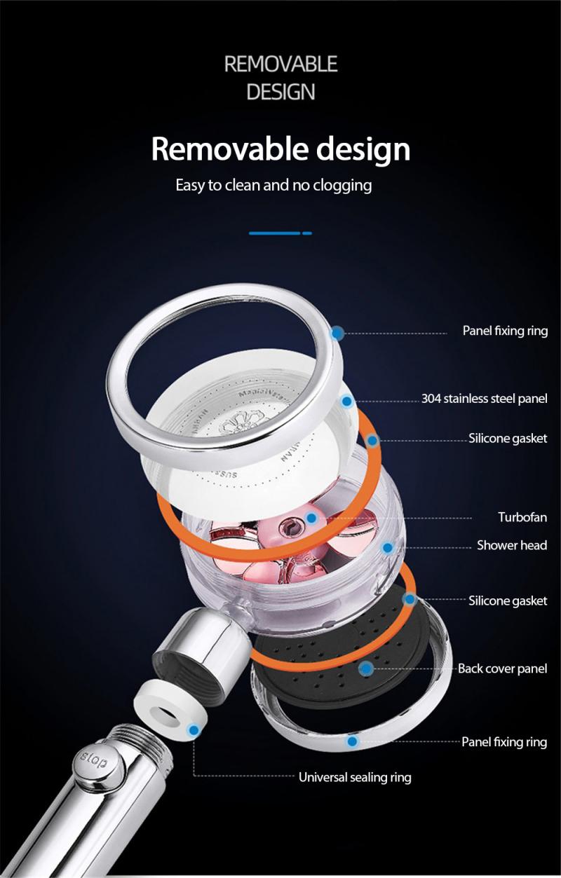 3 in 1 Turbocharged shower mirror magic small waist water shaking head shower bathroom material hardware accessories shower head