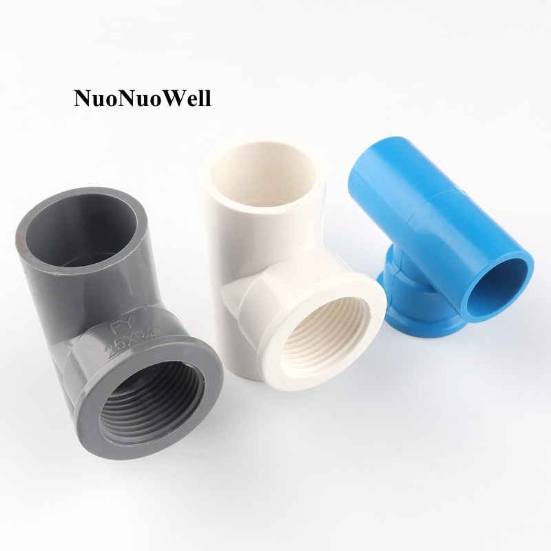 2pcs 20~32mm To 1/2"~1" PVC Tee Connector Home Garden Irrigation Water Pipe Connectors Aquarium Fish Tank Tube Joints DIY Tools