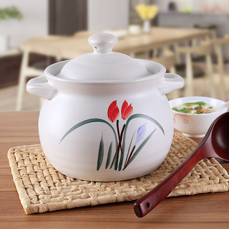 Inländischen Keramik Auflauf Suppe Stein Topf Reis Nudel Suppe Topf Weiß Orchidee Topf Hohe Temperatur Beständig Kasserolle Kochgeschirr
