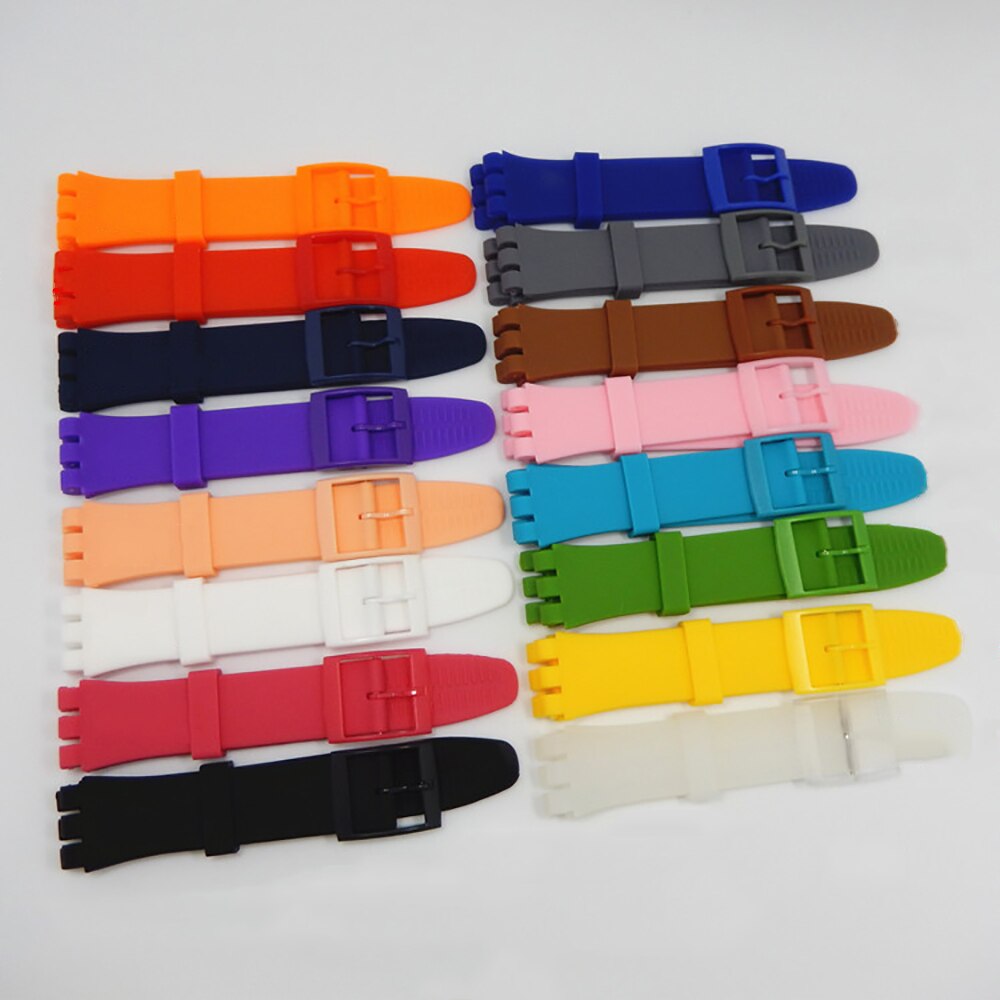 Correa de reloj para Swatch, accesorios de pulsera de silicona de goma, 17mm, 19mm, 20mm