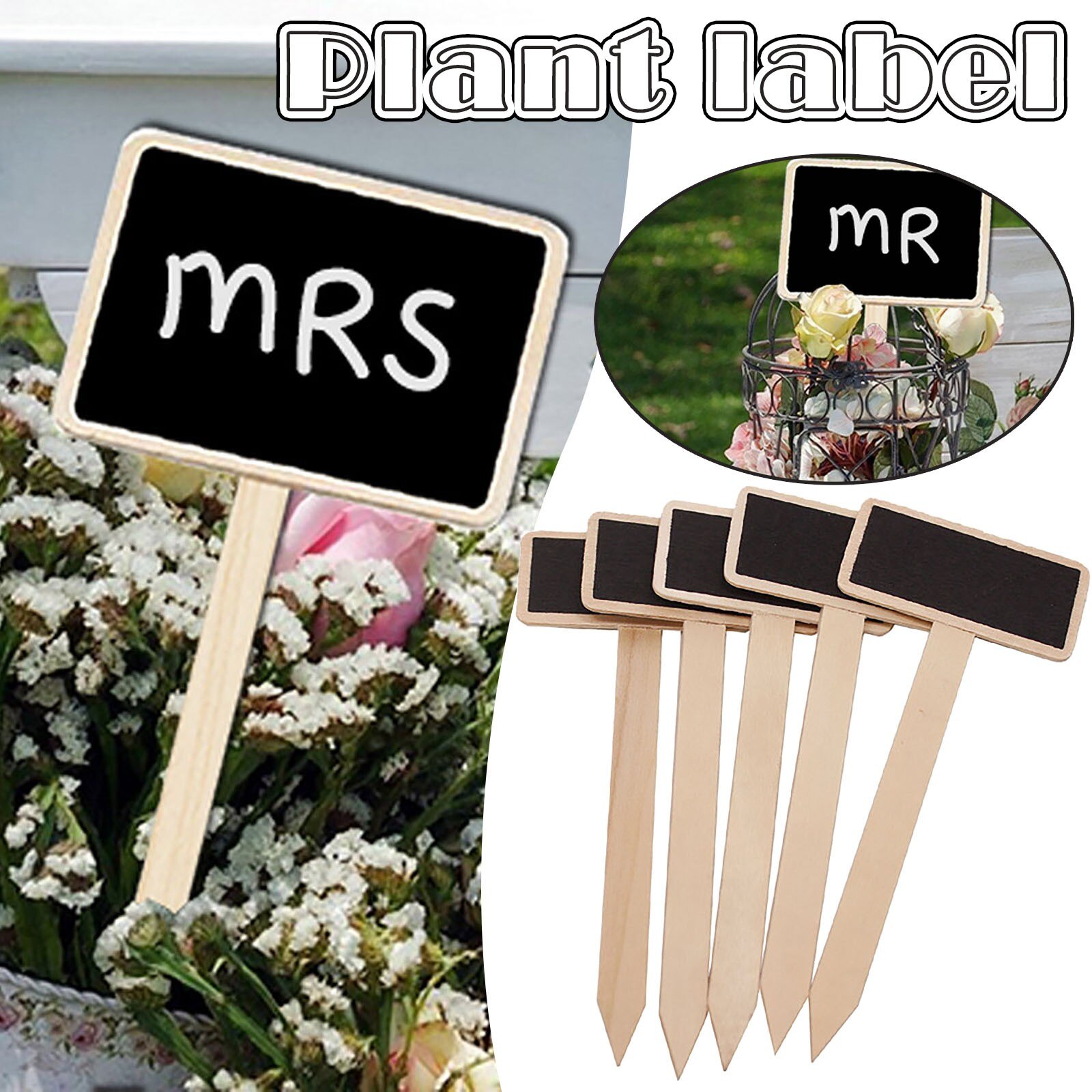 Marquage d'étiquettes de plantes de jardin, 40 Mini panneaux noirs en bois, étiquettes de jardinage imperméables pour jardin d'enfants, Pile de fleurs
