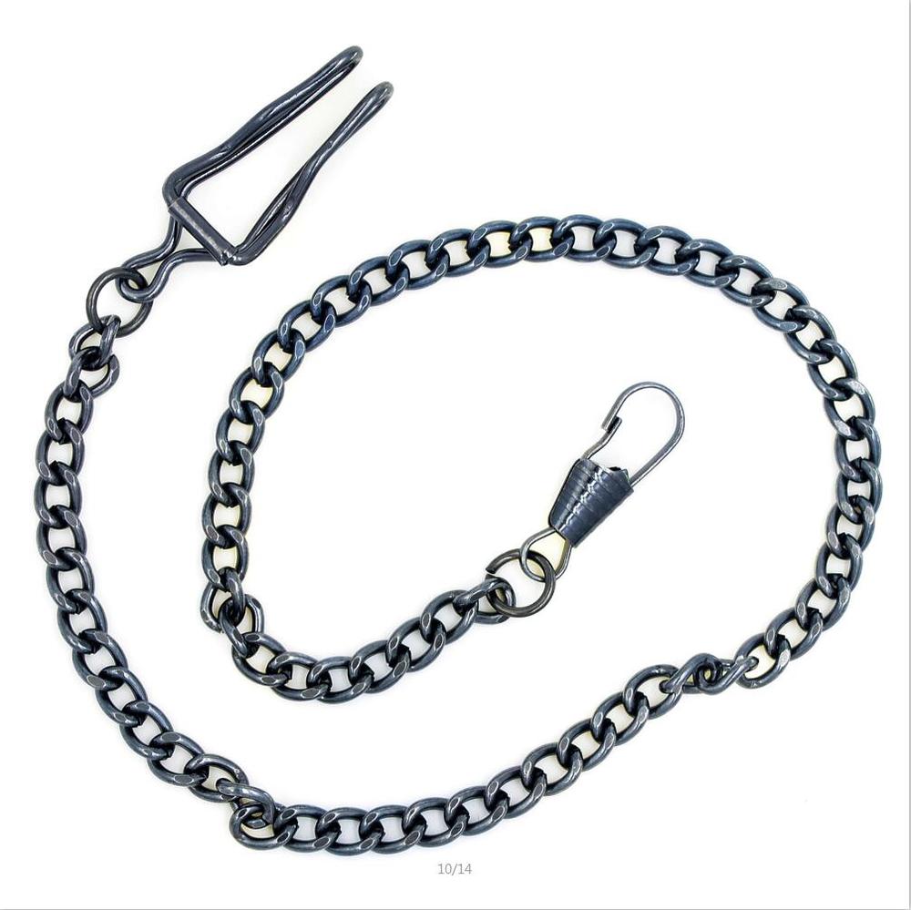 10 Uds un lote 34CM clásico negro plateado reloj de bolsillo cadena Correa accesorios cadenas colgantes B005: black