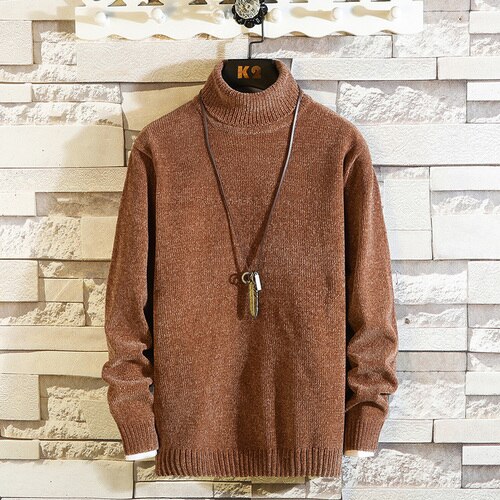 Menn svarte gensere herre rullekrave genser herre slim fit strikket genser herre høst minimalistisk strikke gensere m-xxl: Khaki / L