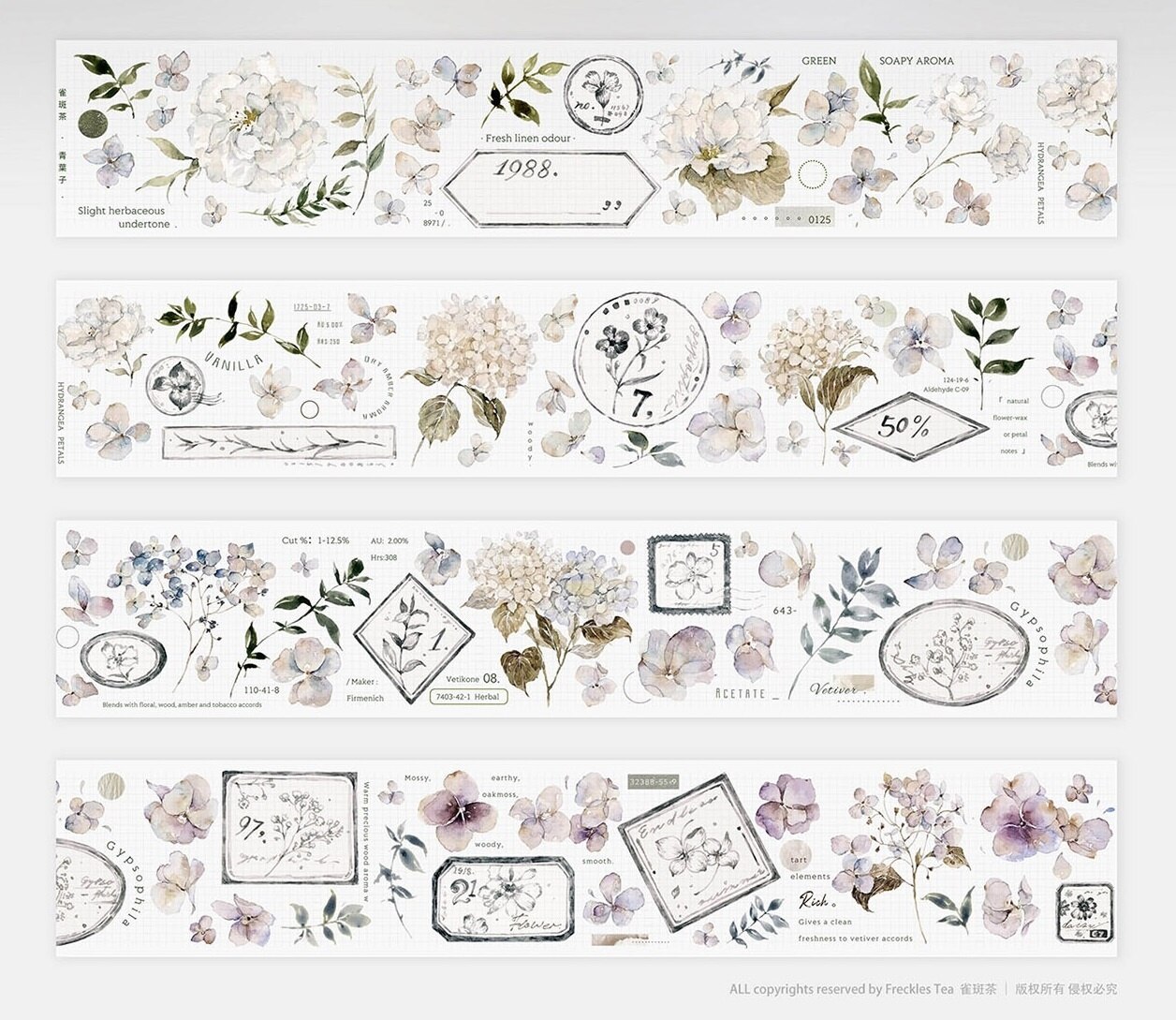 1 slinga fräknar te grönt blad husdjur dekorativa tejp blommor växter grundläggande stil ljus collage