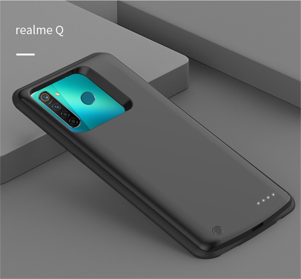 6500 Mah Batterij Oplader Gevallen Voor Oppo Realme X2 Xt Batterij Case Power Bank Cover Voor Oppo Realme 5 Pro realme Q Opladen Gevallen: Realme Q Black