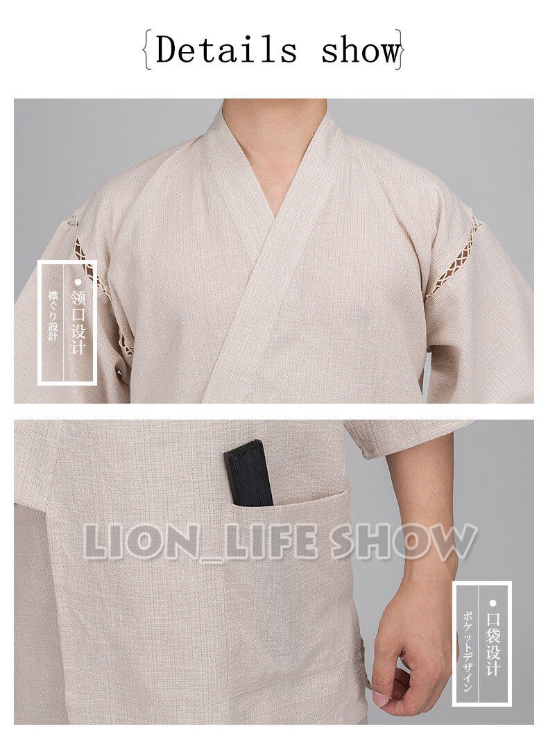Japanischen Sommer Männer Jinbei Kimono Kurzarm Hosen Nachtwäsche Schlafanzug Loungewear