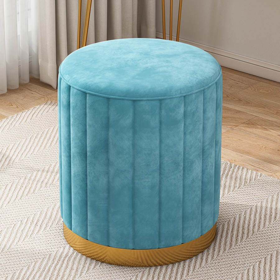 Tabouret de maquillage tabouret rond de luxe chaise chambre en ligne banc de rangement de célébrités canapé tabouret commode tabouret chaise de maquillage petit.: Bleu