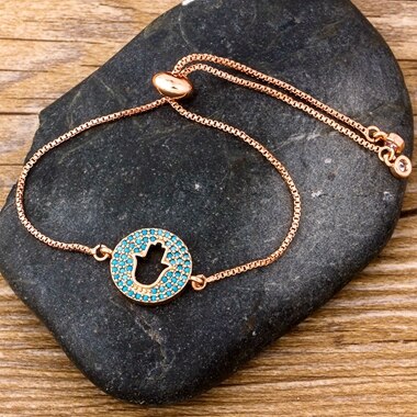 Eenvoudige Prachtige Handgemaakte Armband Persoonlijkheid Palm Vorm Verstelbare Ketting Armbanden 3 Kleuren Keuze Sieraden Voor Vrouwen: Rose gold
