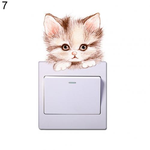 Very cute 3D Cat and Dog Switch stickers PVC Removable Wall Sticker Vinyl for Bedroom living room Home Decor Decals Socket paste: 7