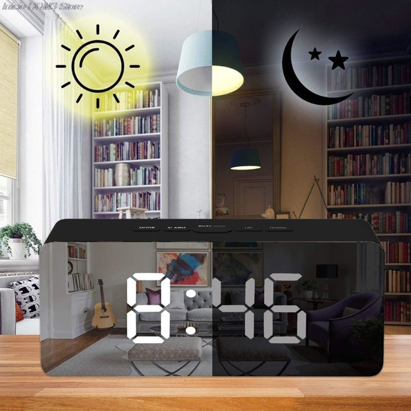 Spiegel Wekker Desktop Digitale Led Display Batterij Operated Draagbare Multifunctionele Timer Verstelbare Luminantie