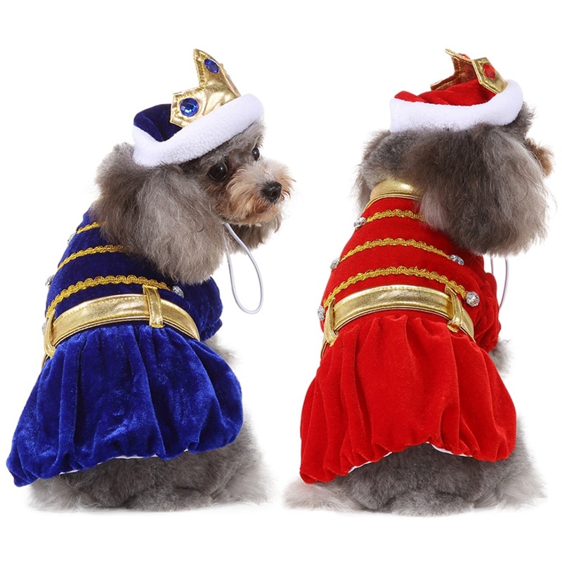 Hond Halloween Kleding Kostuum Funny Cosplay Prins En Koning Outfits Set 2-legged Jas Jas Met Hoed Voor kleine Honden