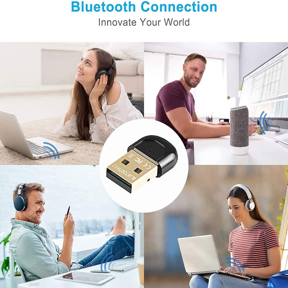 Zexmte Dongle USB Bluetooth 5.1 Adapter Blue-tooth USB Transmitter Speakers Keyboard Mouse Printer Receiver for PC Win 7/8/10/11