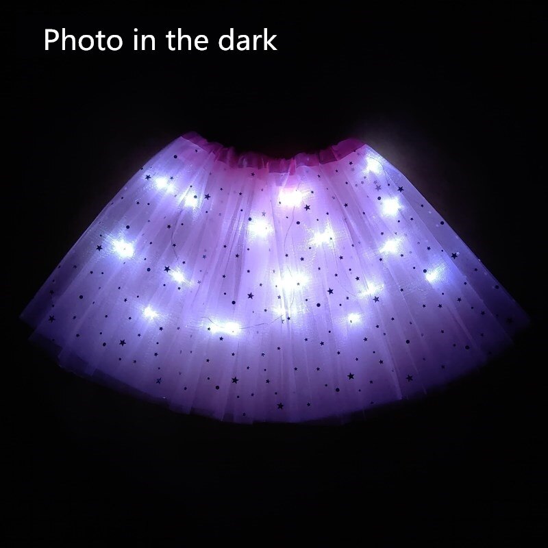 Style Mesh Skirt With Light Glows Children's Birthday Year Party Fun Girl's Skirt LED Strange Sky Blue