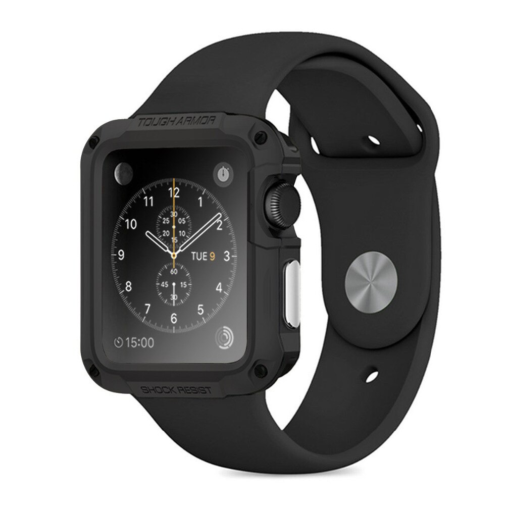 Case For Apple Watch 42mm 38mm 40mm 44mm Shock-Resist Cover with 360 Full Screen Protector Builtin for iWatch 5 4 3 2 1: Black / 42MM