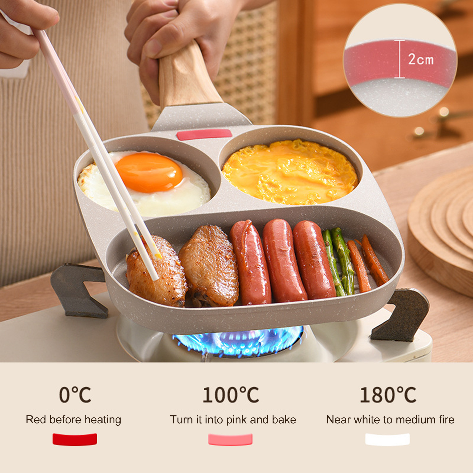 2-4 huller stegegryde pande fortykket omeletpande non-stick æg pandekage bøfpande madlavning æg skinke pander morgenmad maskine køkkengrej pande