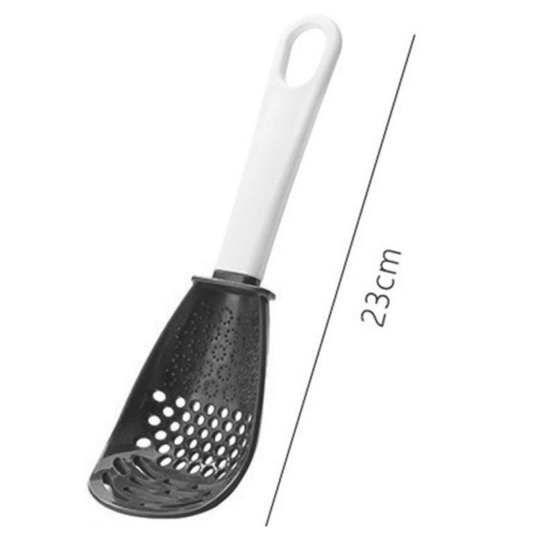 Cocina triturador portátil multipropósito de machacador de cocina triturador de cocina cuchara colador herramientas: Black