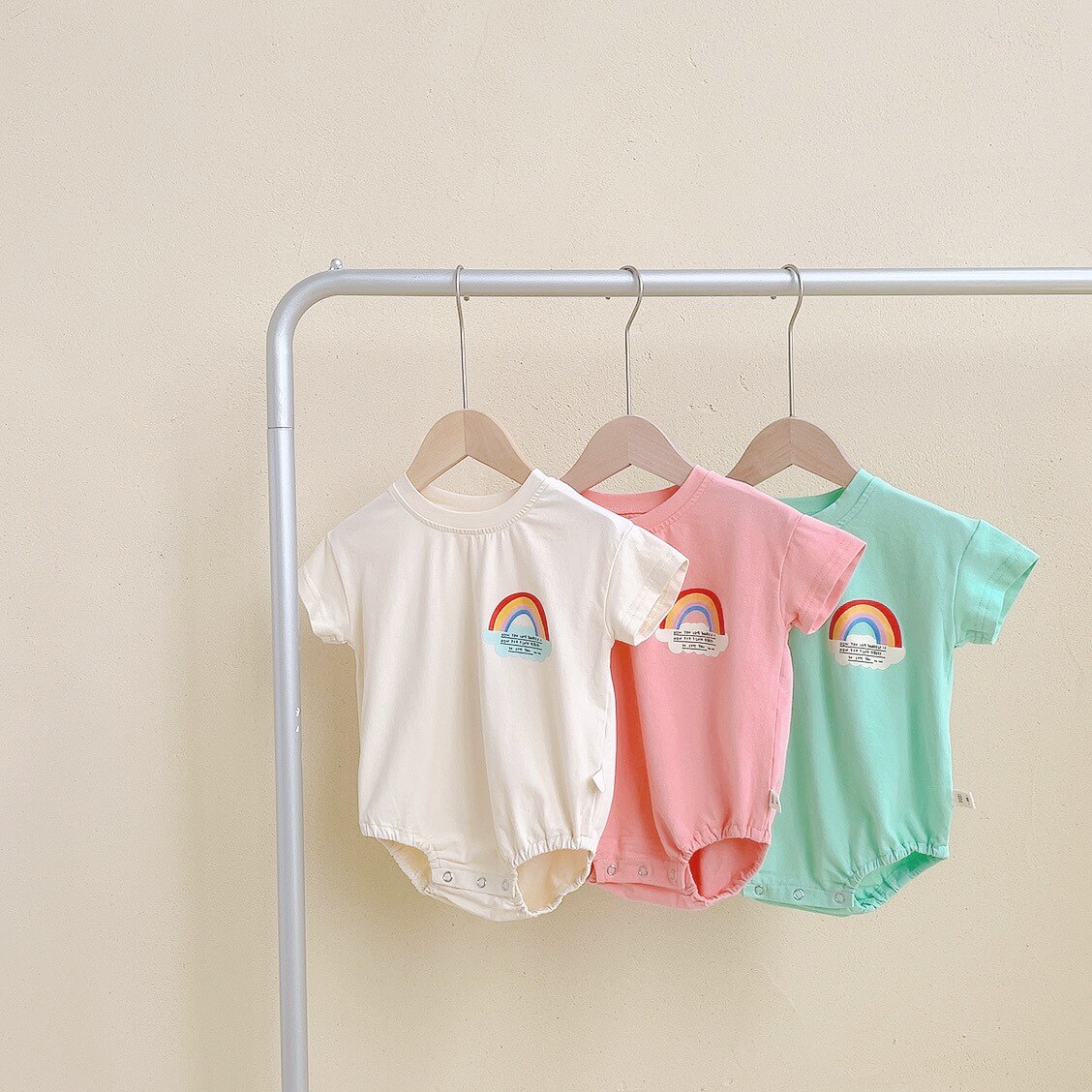 Koodykids Baby Grils Jongens Korte Mouw T-shirt Zomer Peuters Jongens Meisjes Regenboog Gedrukt Soft Tees Eenvoudige Rainbwo Bodysuits