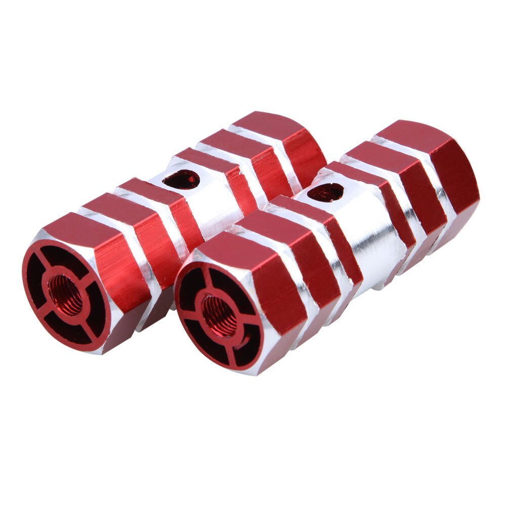 Fietsstok stunt voetsteunen pedaal voor bmx fiets 2 stuks assen aluminiumlegering antislip groef achterste voetpedaal: Rood